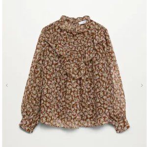 MANGO RUFFLES PRINTED BLOUSE